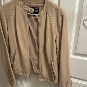 Express Beige Faux Leather Moto Jacket